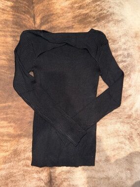 Black Ribbed Long Sleeve Sweater